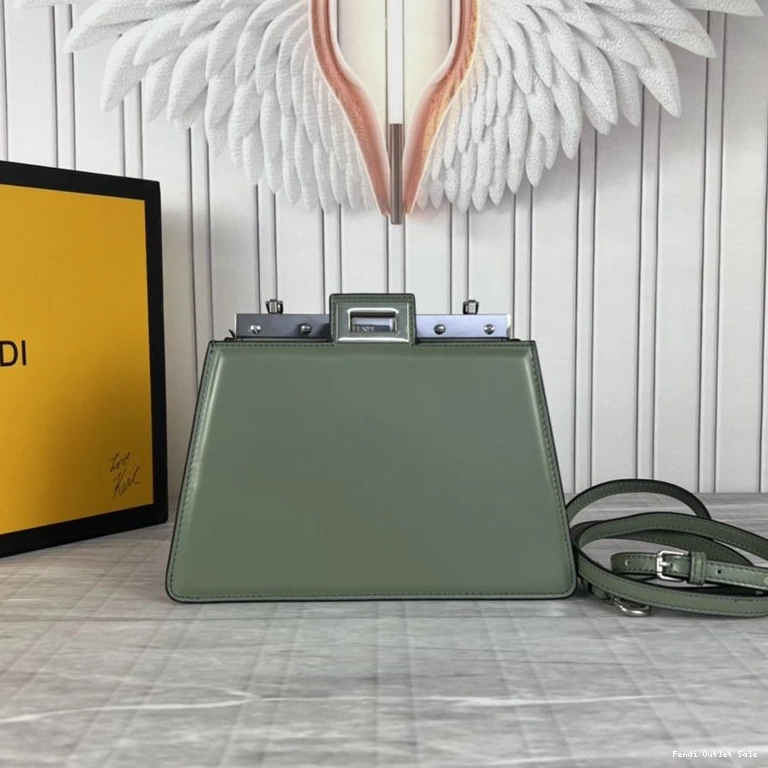 Cheap Bag Green Fendi In Cut Peekaboo Mini Leather Calf 0716